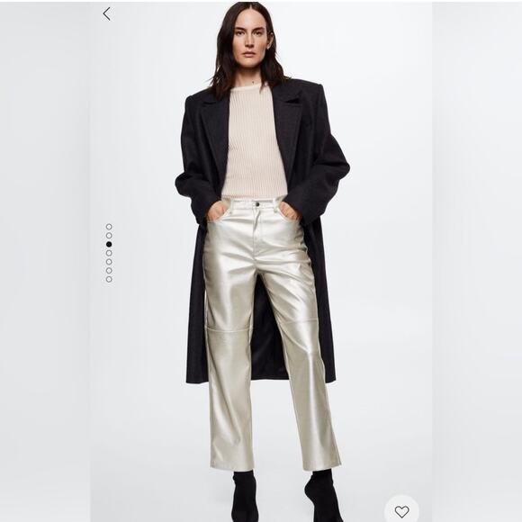Mango Faux Leather Straight Leg Pants - Picture 1 of 6